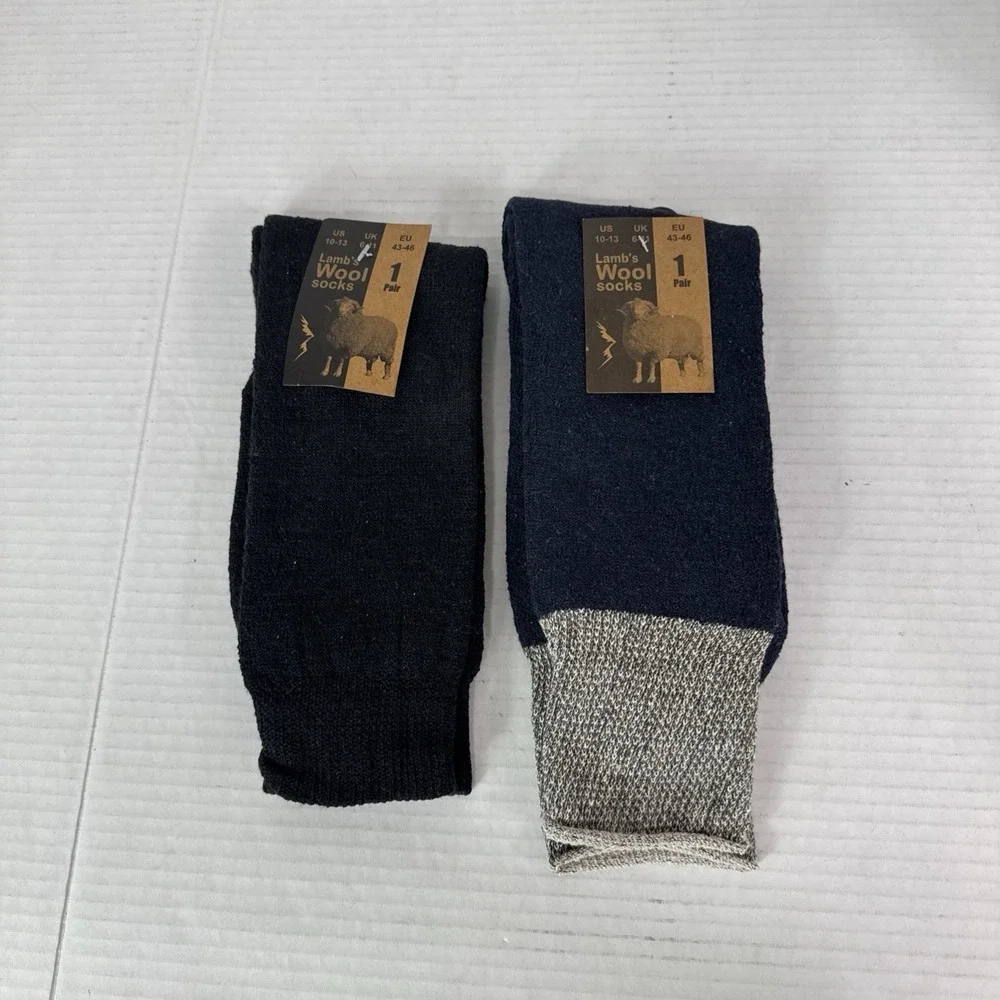 Lamb's Wool Blend Socks NEW Men's US 10-13 Lot of 2 Blue Gray Calf Length
